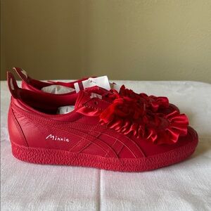 Disney x Onisuka Tiger Red Minnie Sneakers with Ruffle Detail
